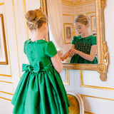 Antionette Paris Stella Green Silk Smocked Dress