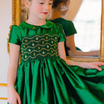 Antionette Paris Stella Green Silk Smocked Dress