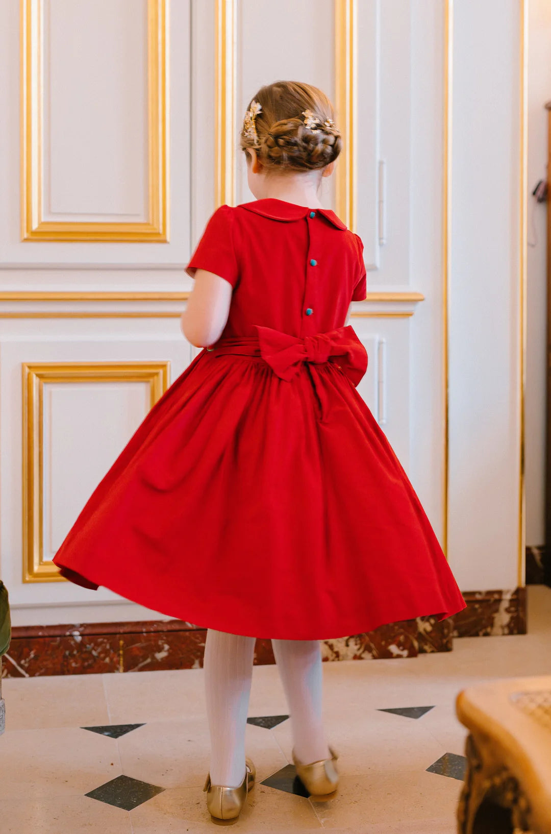 Antionette Paris Stella Red Silk Smocked Dress