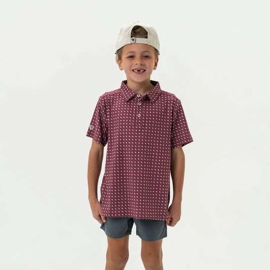 Youth Polo - Maroon & Gray Texas