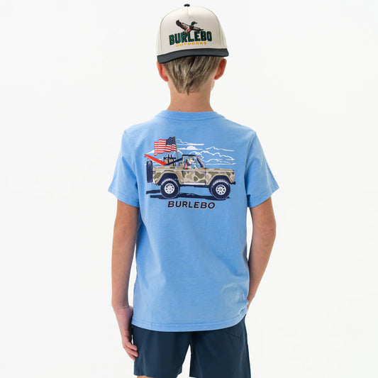 Burlebo Youth Tee- Camo Beach Cruiser