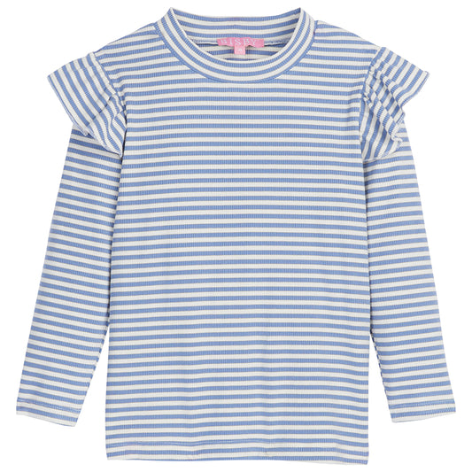 Bisby Sadie Top- French Blue Sparkle Stripe