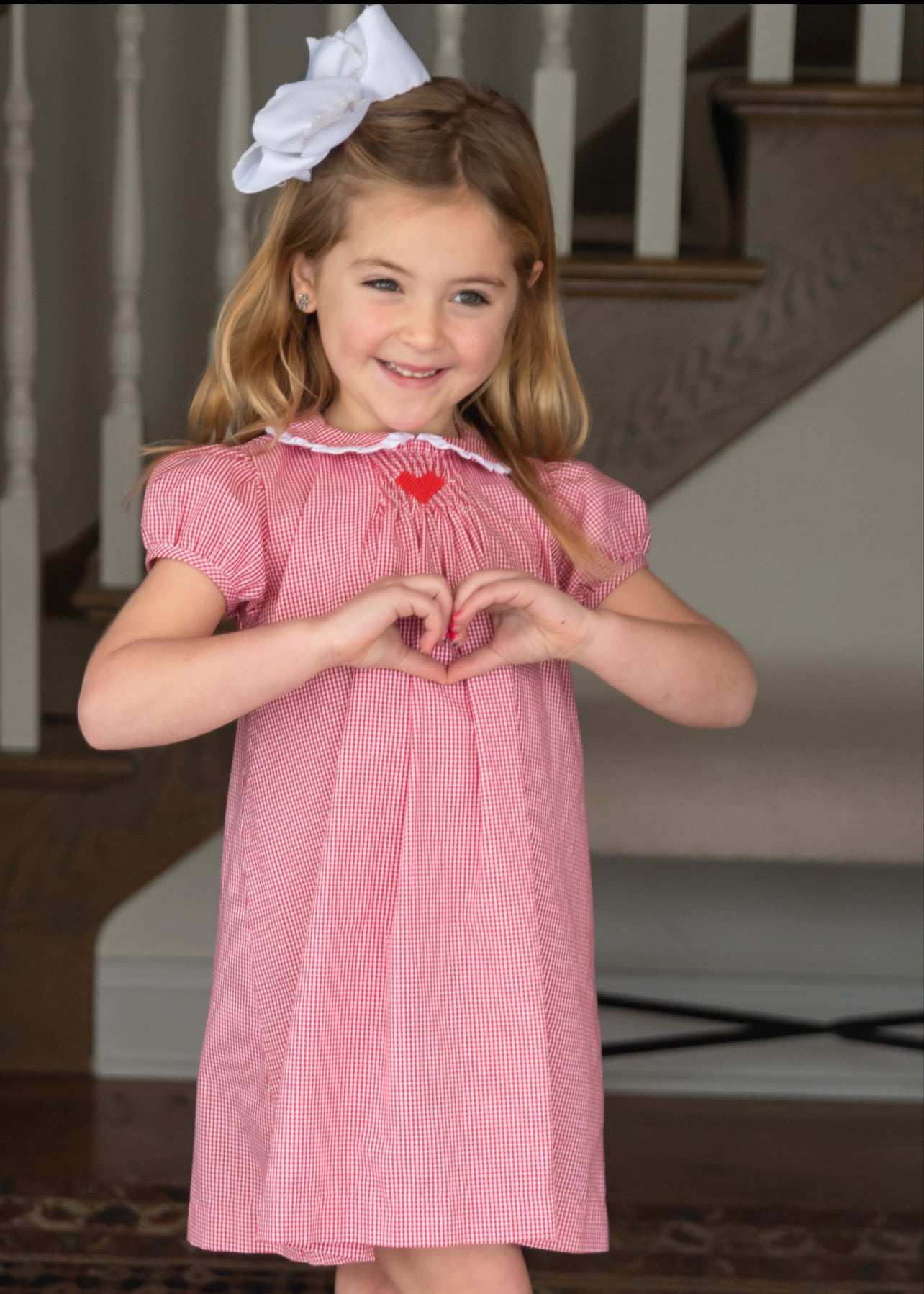 James and Lottie Sage Smocked Heart Dress