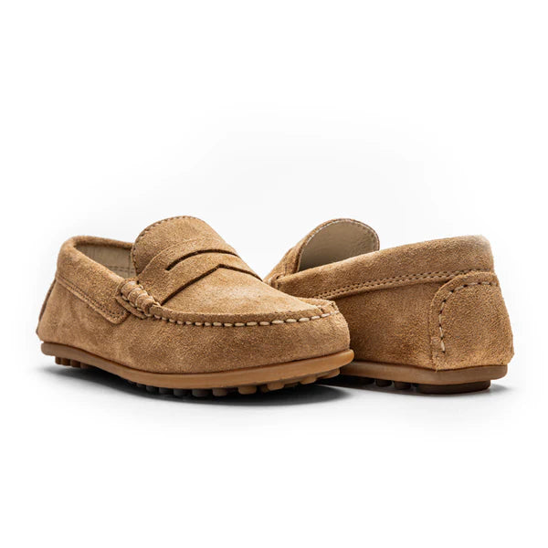 Children Chic Sam Camel Suede Penny Loafers