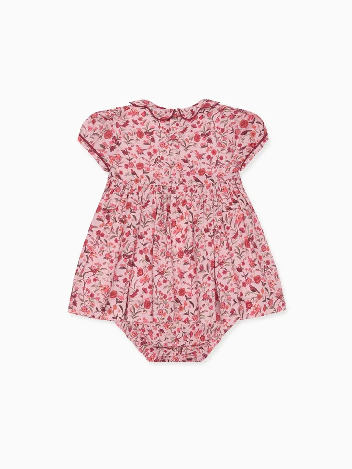 La Coqueta Pink Bird Floral Scarlett Baby Girl Hand-Smocked Set