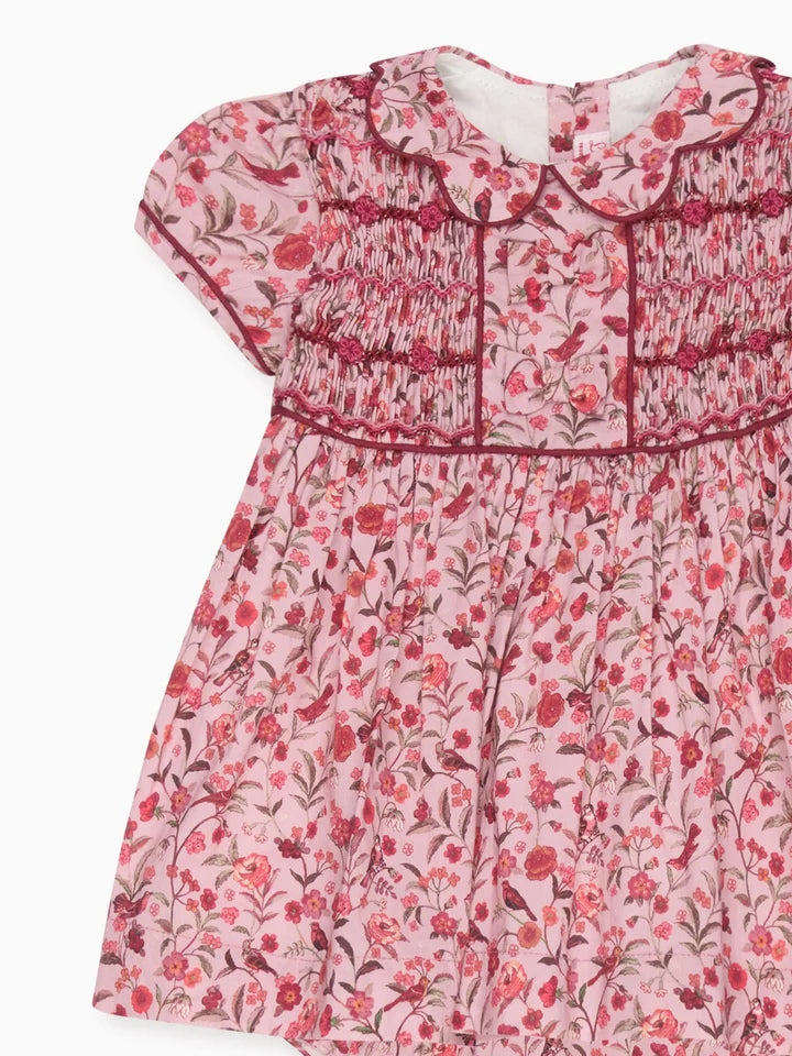 La Coqueta Pink Bird Floral Scarlett Baby Girl Hand-Smocked Set