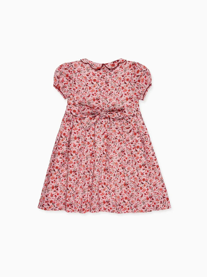 La Coqueta Pink Bird Floral Scarlett Girl Hand-Smocked Dress