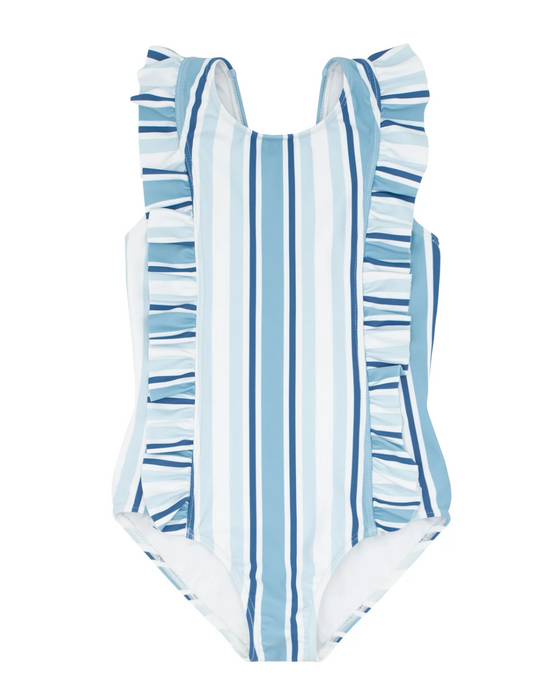 Minnow Children's Swimwear Freshwater Stripe Ruffle One Piece Swimsuit