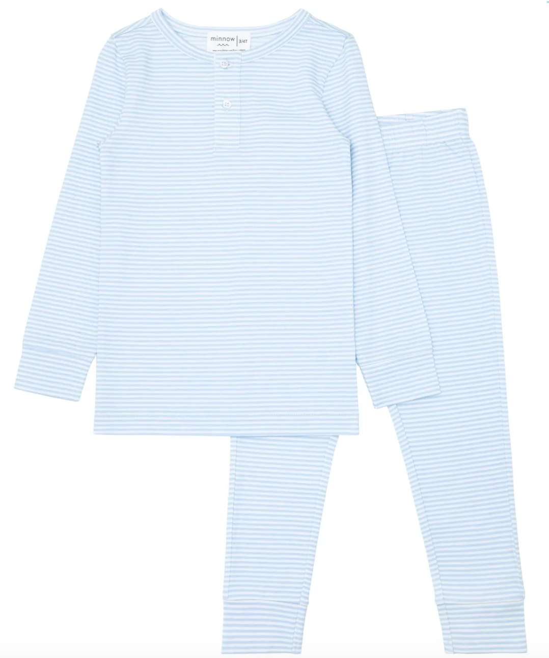Minnow Powder Blue Stripe Pima Pajama Set