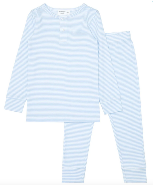 Minnow Powder Blue Stripe Pima Pajama Set