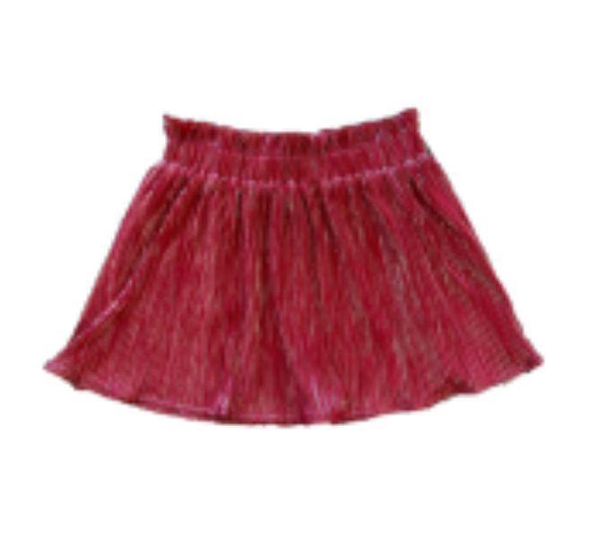 Red and Silver Ribbed Skort- Kid's