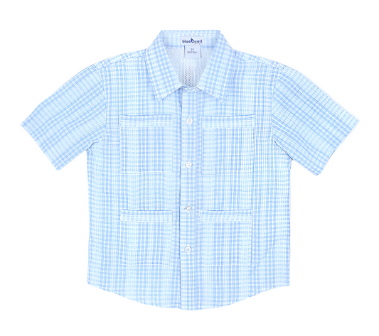 BlueQuail Blue Plaid Guayabera