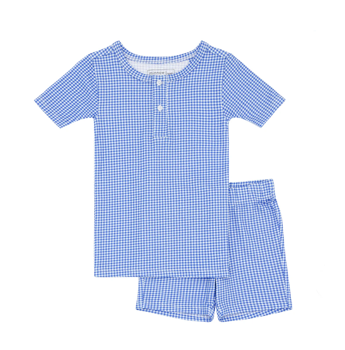 Minnow Sky Blue Gingham Short Pima Pajama Set