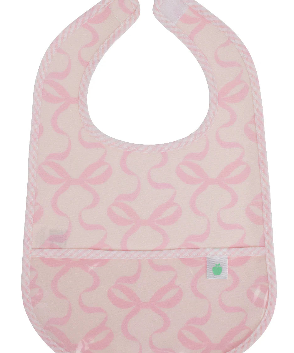 The Wipe It Bib- Bows on Pink