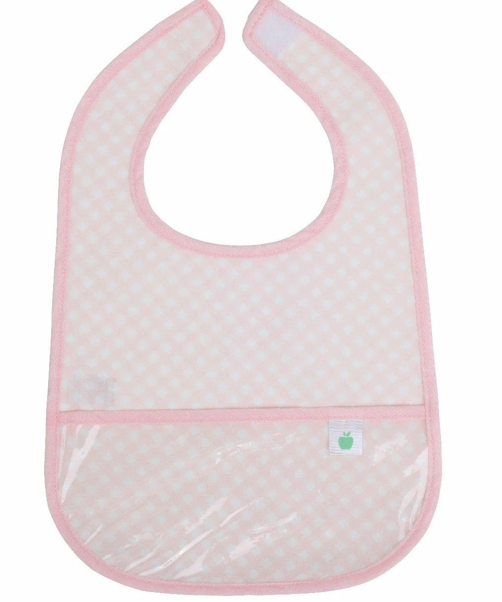 Apple of My Isla The Wipe It Bib- Pink Gingham