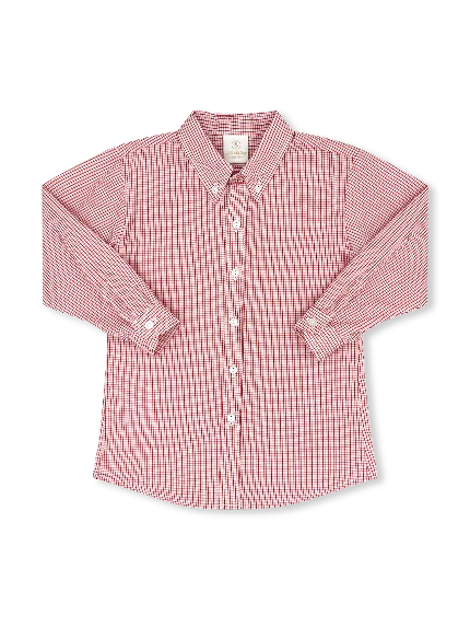 Lullaby Set Brees Button Down - Redford Red Windowpane