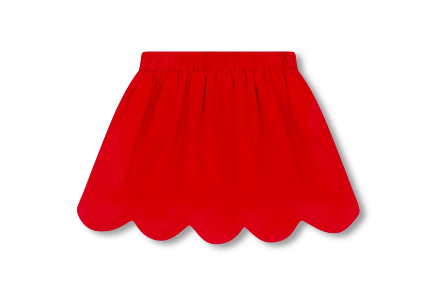 Lullaby Set Susie Scallop Skirt- High Point Red Corduroy