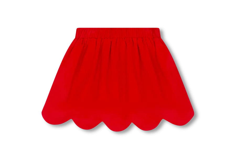 Lullaby Set Susie Scallop Skirt- High Point Red Corduroy