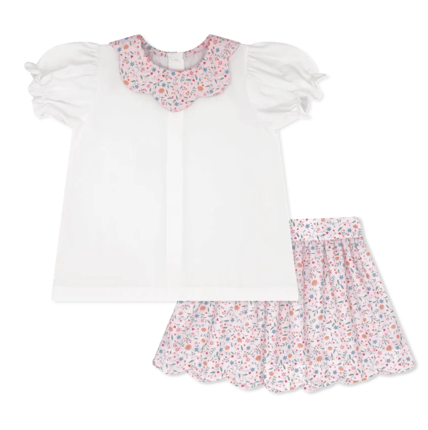 Lullaby Set Susie Scallop Skirt- Pumpkin Grove Floral