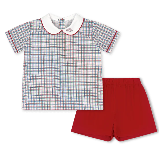 Lullaby Set Sibley Short Set- Primary Plaid 