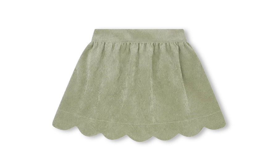 Lullaby Set Susie Scallop Skirt- Sweetgrass Corduroy
