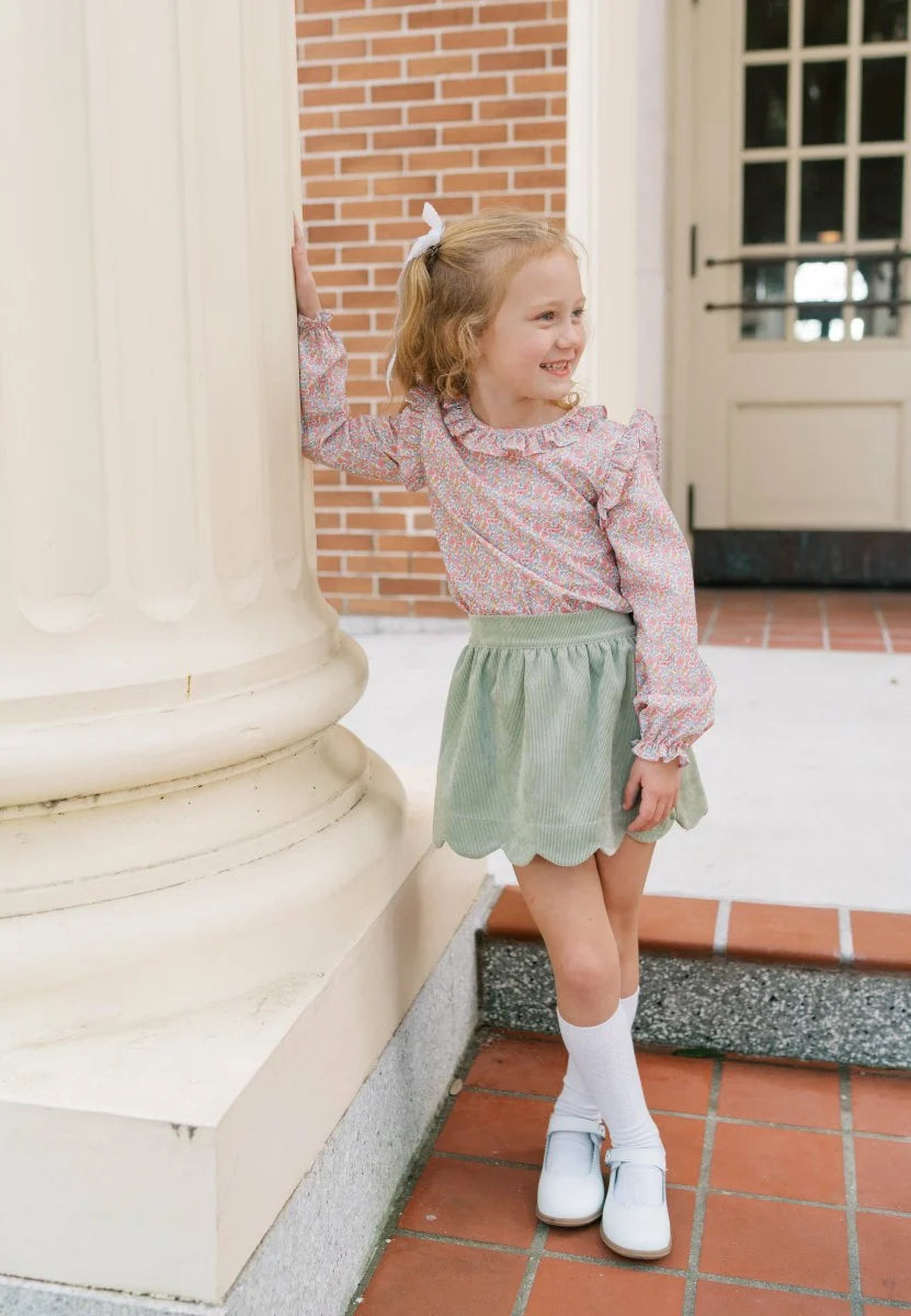 Lullaby Set Susie Scallop Skirt- Sweetgrass Corduroy