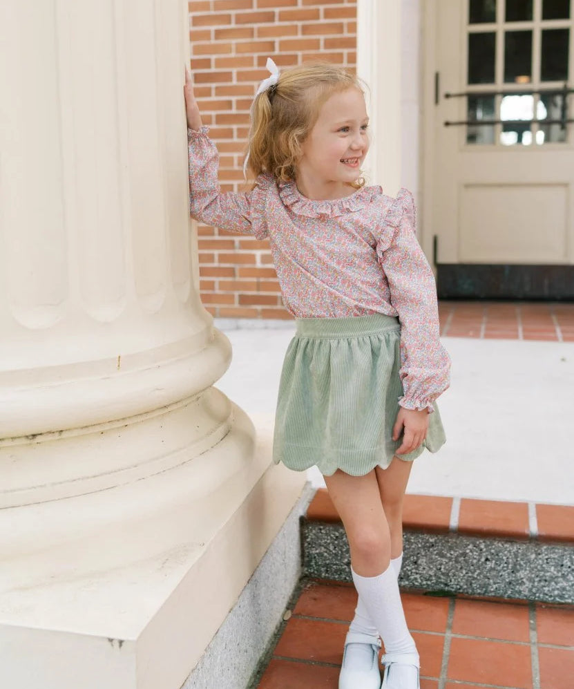 Lullaby Set Susie Scallop Skirt- Sweetgrass Corduroy