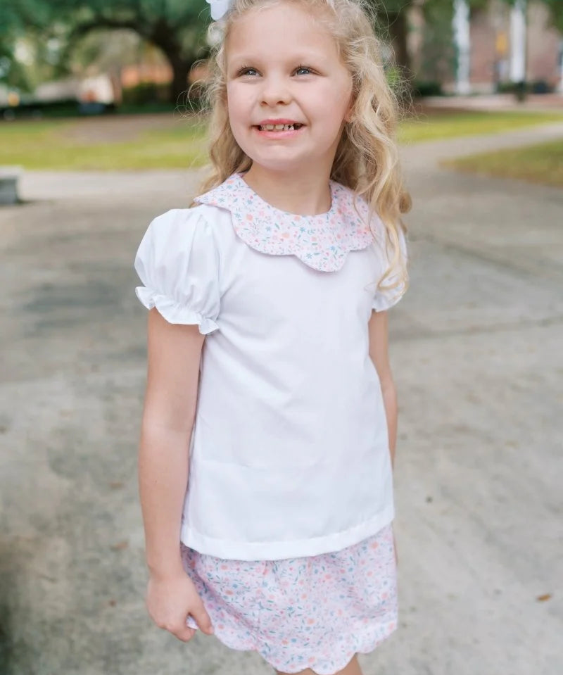 Lullaby Set Susie Scallop Skirt- Pumpkin Grove Floral