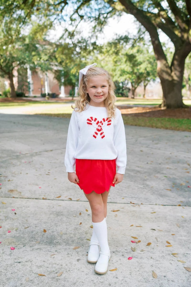 Lullaby Set Susie Scallop Skirt- High Point Red Corduroy