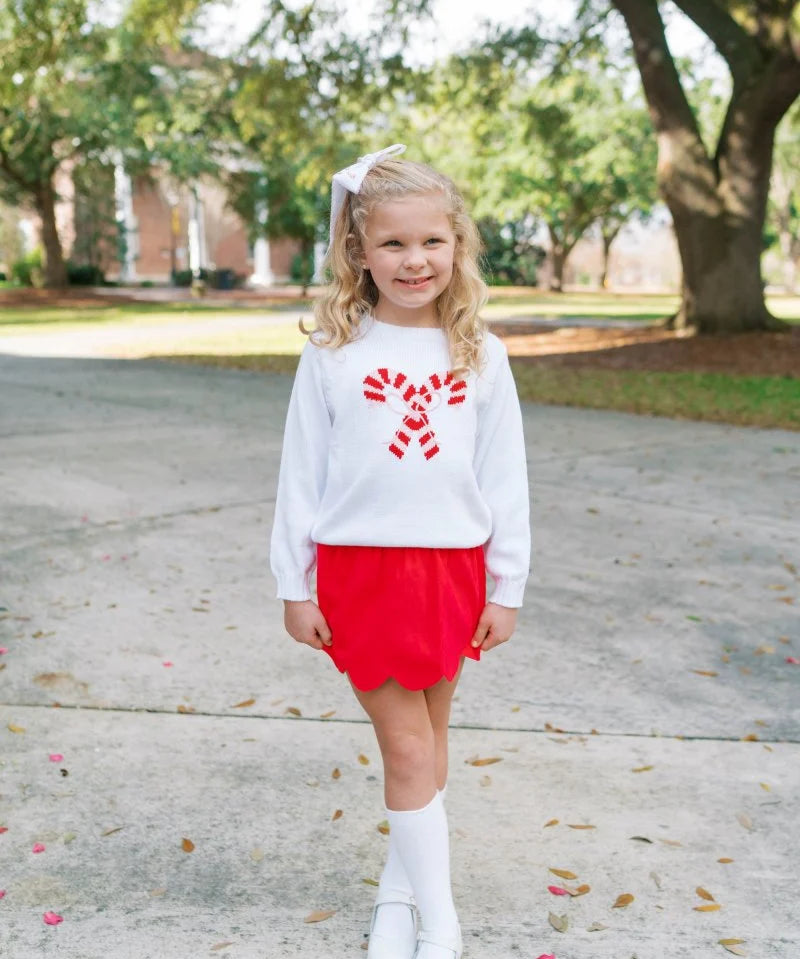 Lullaby Set Susie Scallop Skirt- High Point Red Corduroy