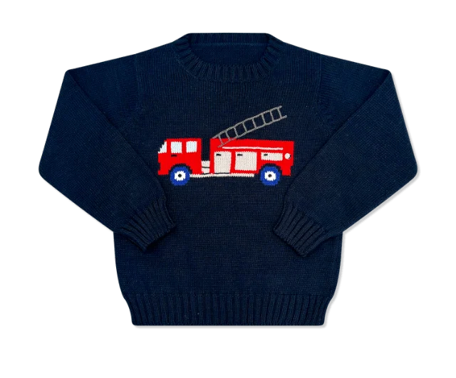 Lullaby Set Cozy Up Sweater- Firetruck