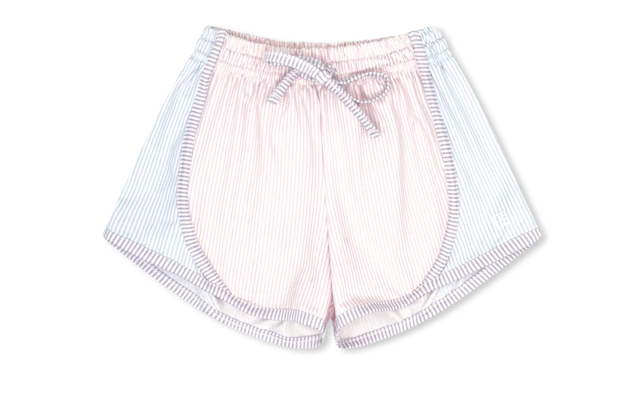 Set Athletics Elise Short- Cotton Candy Pink, Blue and Purple Ministripe