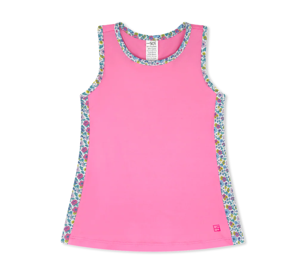 Set Athletics Drew Tank- Whimsy Wildflower and Flamingo Pink