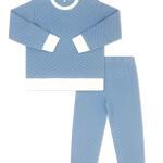 Lullaby Set Harris Quilted Playsuit- Baylor Blue