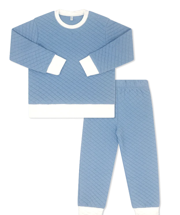 Lullaby Set Harris Quilted Playsuit- Baylor Blue
