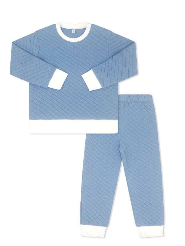 Lullaby Set Harris Quilted Playsuit- Baylor Blue