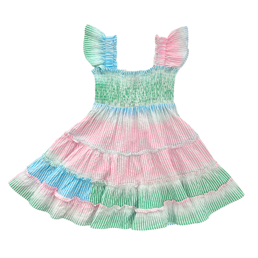 BISBY Twirl Dress- Ombre Seersucker Stripe