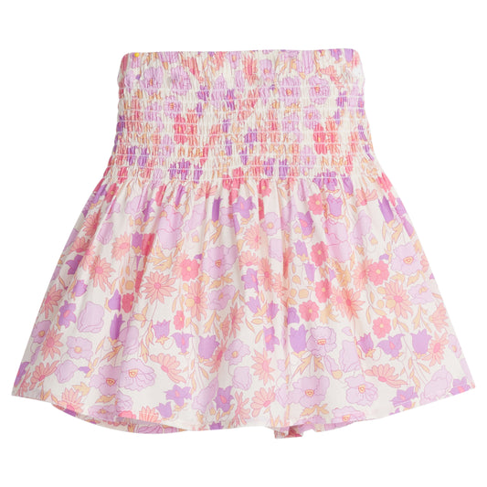 Shirred Circle Skirt- Lisle Lavender Floral