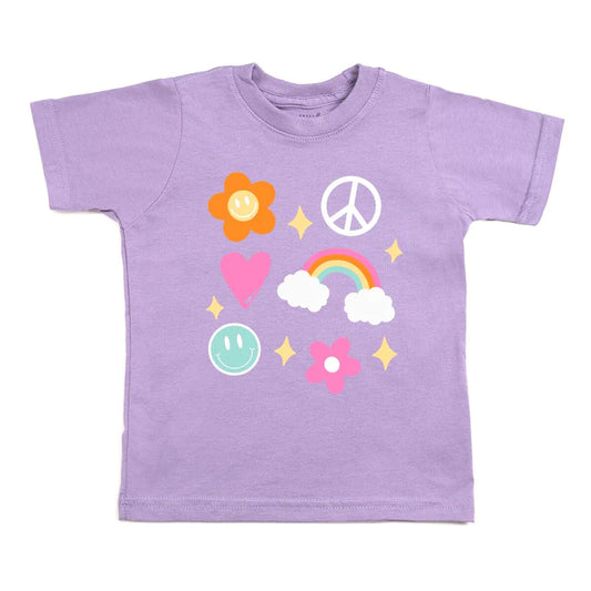 Sweet Wink Happy Doodle T-Shirt- Lavender