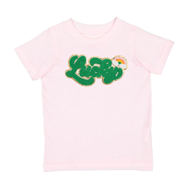 Sweet Wink Lucky Script Patch St. Patrick's Day Short Sleeve T-Shirt