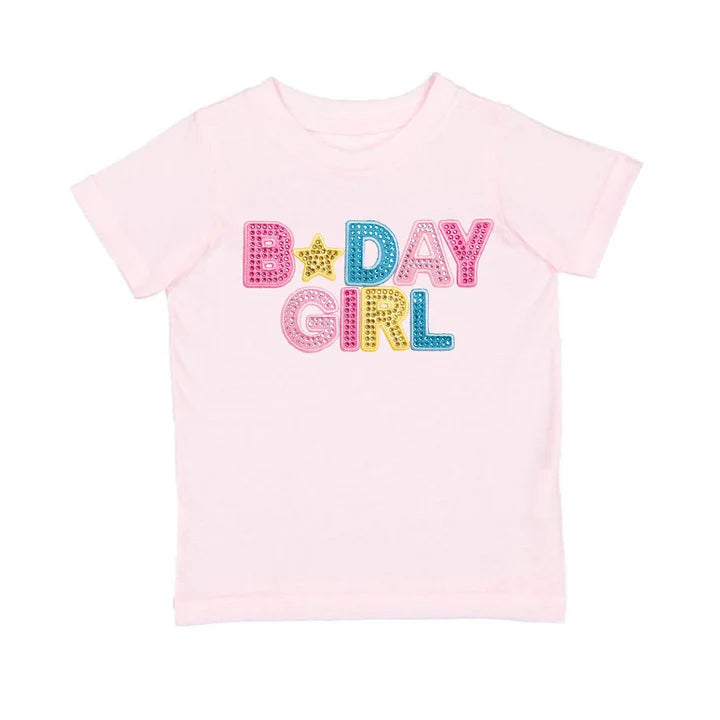 Sweet Wink Birthday Girl Rhinestone Patch Short Sleeve T-Shirt- Ballet