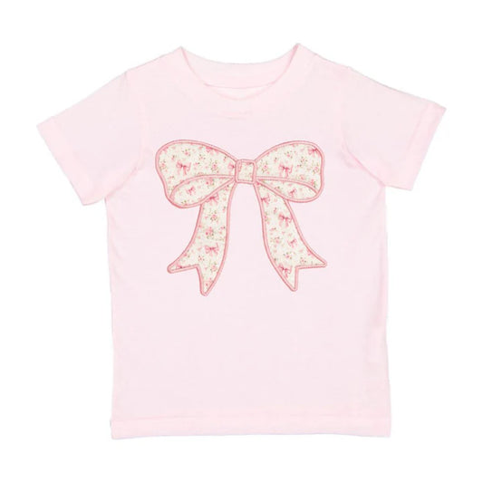 Sweet Wink Ditsy Floral Bow Patch Short Sleeve T-Shirt - Ballet