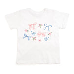 Sweet Wink Floral & Bow Watercolor Short Sleeve T-Shirt - White