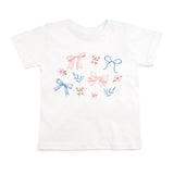 Sweet Wink Floral & Bow Watercolor Short Sleeve T-Shirt - White