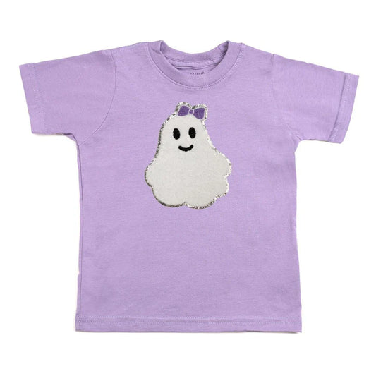 Sweet Wink Girly Ghost Patch Short Sleeve T-Shirt- Lavender