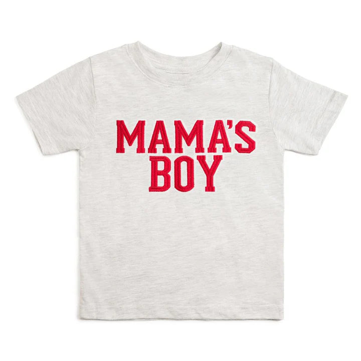Sweet Wink Mama's Boy Varsity Patch Short Sleeve T-Shirt- Ash
