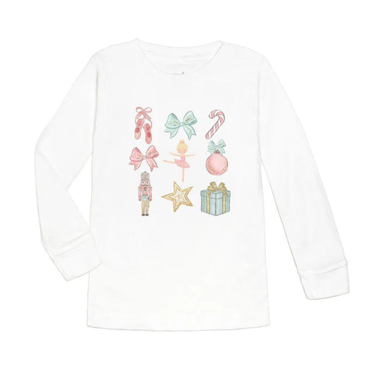 Nutcracker Cutie Christmas Long Sleeve Shirt - White