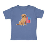 Sweet Wink Patriotic Pup Patch Short Sleeve T-Shirt- Indigo