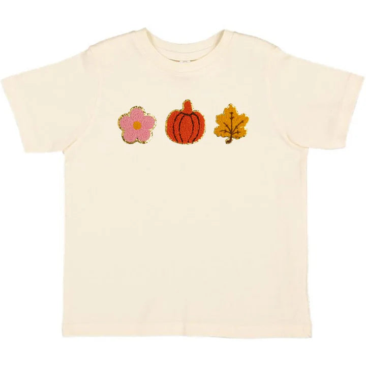 Sweet Wink Pumpkin Fun Patch Short Sleeve T-Shirt- Natural