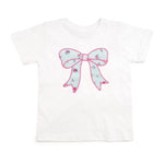 Sweet Wink Sky Blue Floral Bow Patch Short Sleeve T-Shirt - White